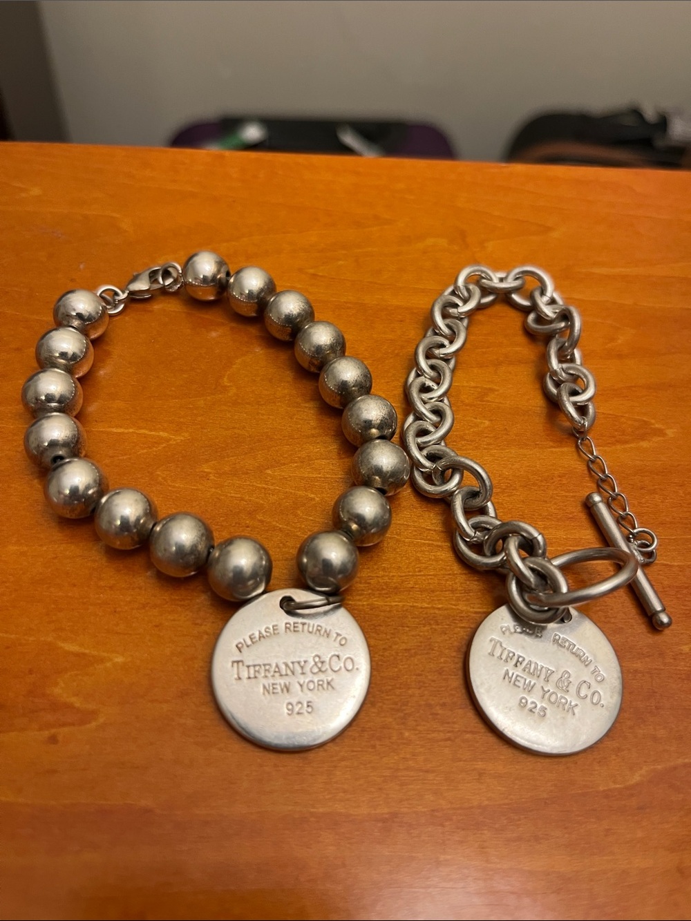 Set of 2 Silver Bracelets β Tiffany Marked β Needs Cleaning